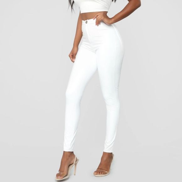 fashion nova late night texts vinyl pants white - Picture 2 of 9
